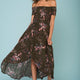 Summer Picnic Floral Print High Low Midi Dress Khaki