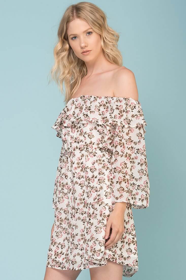 Emmie Floral Brunch Day Dress White by Selfie Leslie