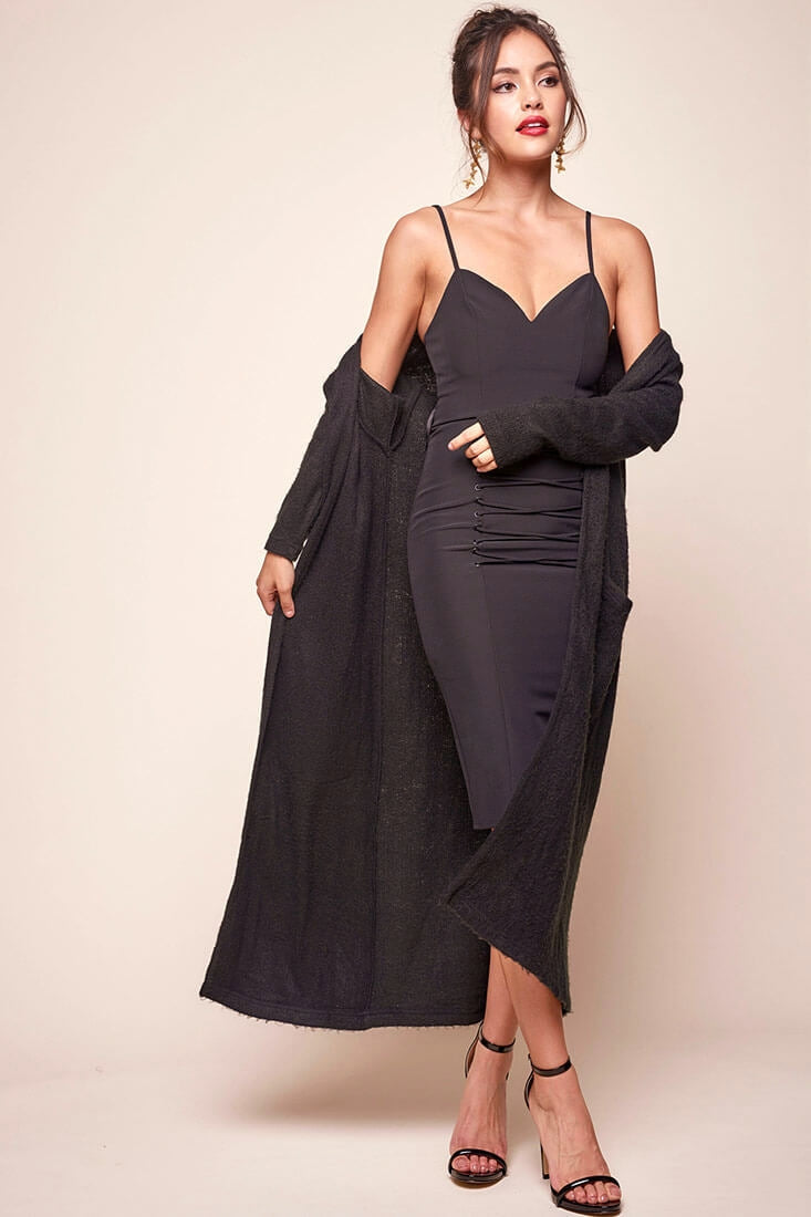 Brookhaven Cafe Long Sleeved Cardigan Black by Selfie Leslie