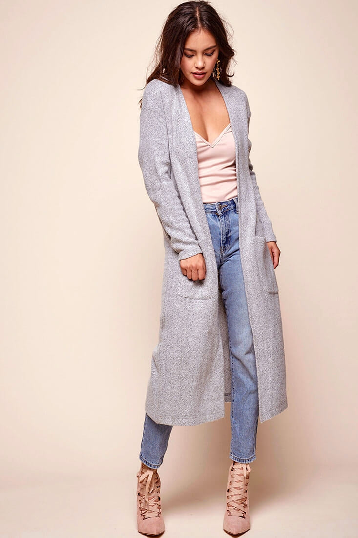 Brookhaven Cafe Long Sleeved Cardigan Grey by Selfie Leslie