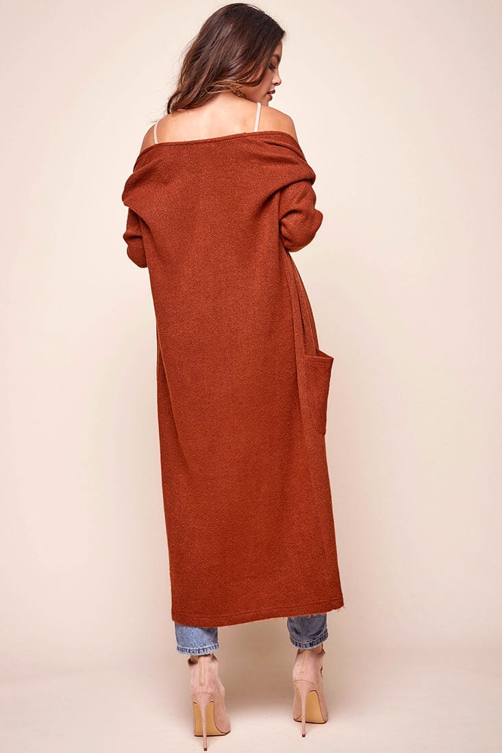 Brookhaven Cafe Long Sleeved Cardigan Rust by Selfie Leslie