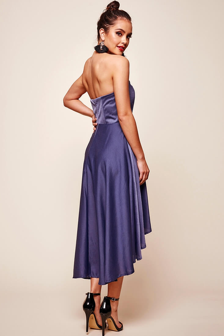 Mia Strapless A-Line Midi Dress Midnight Blue by Selfie Leslie