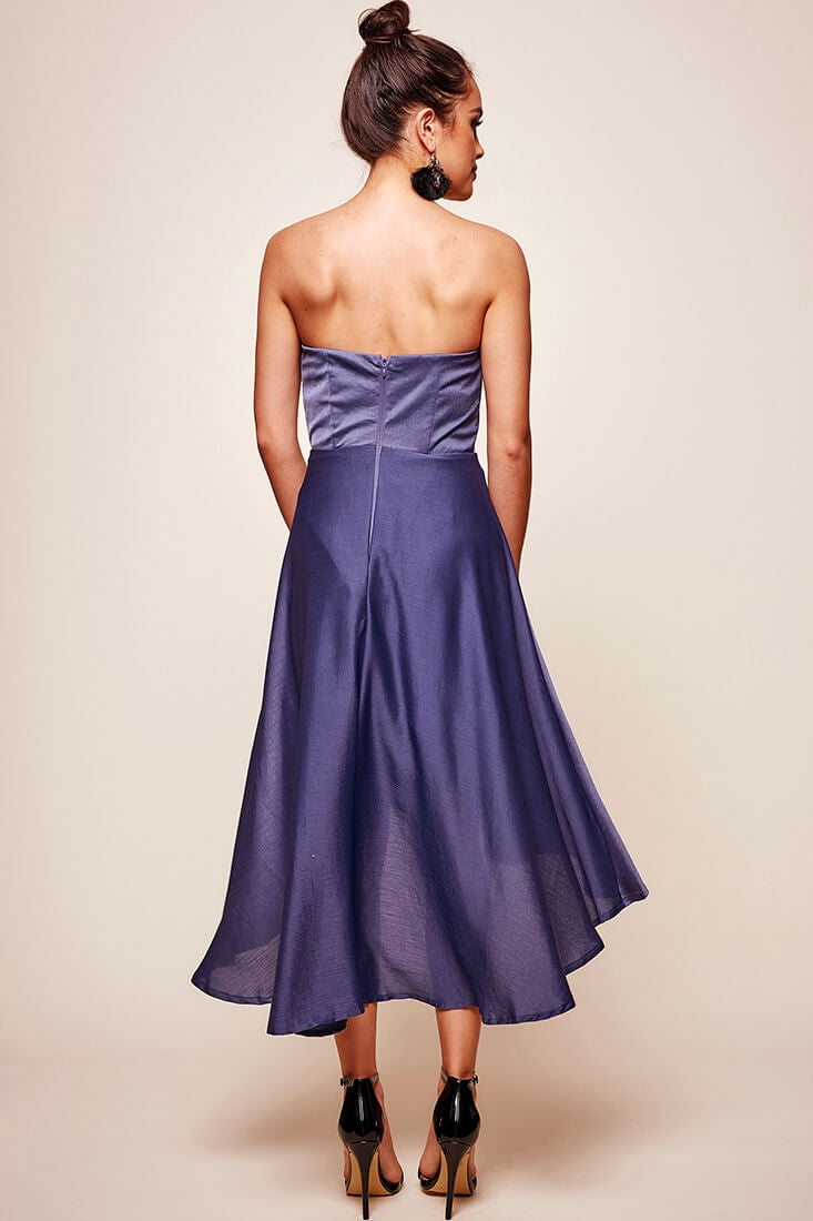 Mia Strapless A-Line Midi Dress Midnight Blue by Selfie Leslie