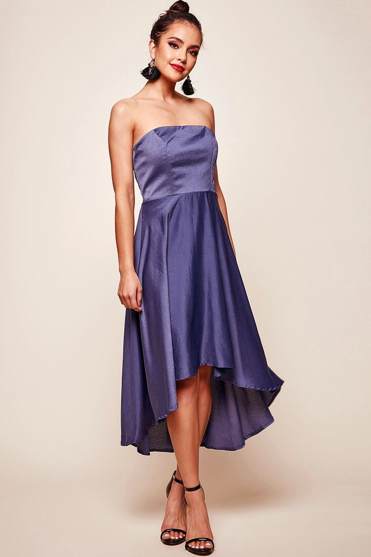 Mia Strapless A-Line Midi Dress Midnight Blue by Selfie Leslie