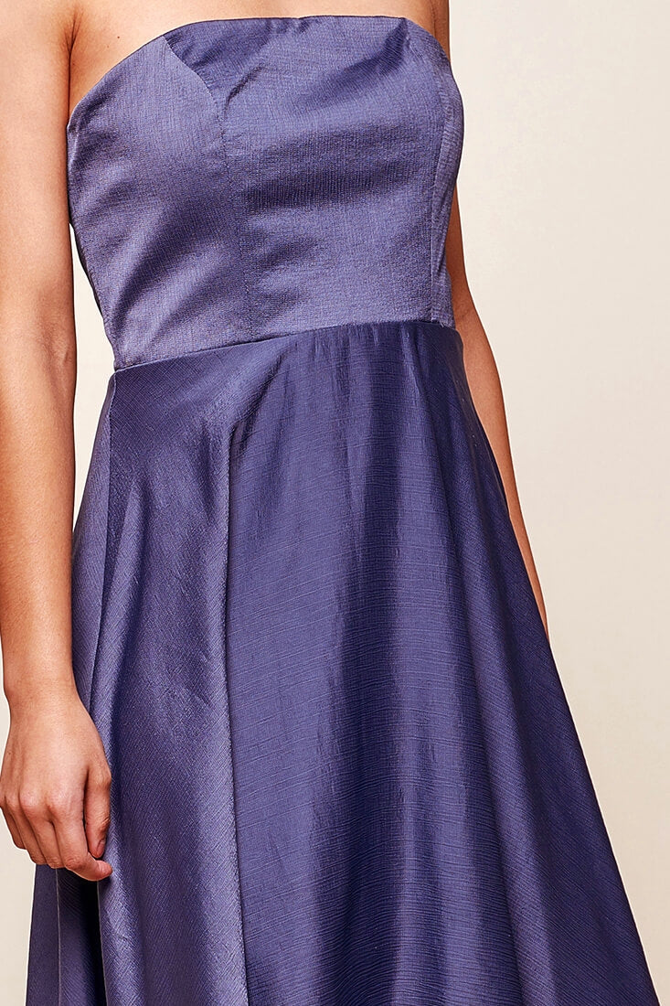 Mia Strapless A-Line Midi Dress Midnight Blue by Selfie Leslie