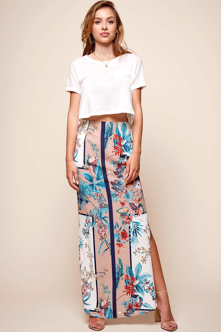 Paradise Side Split Maxi Skirt Mocha by Selfie Leslie