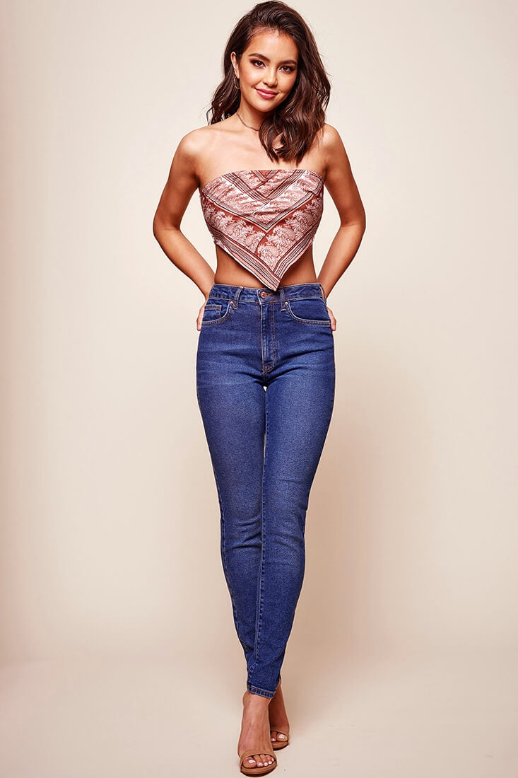 Cherise Handkerchief Bandeau Top Rust by Selfie Leslie