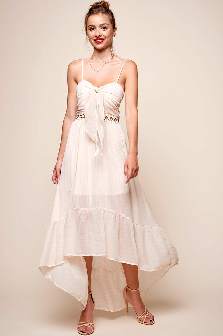Riviera High-Low Hem Dress Beige by Selfie Leslie