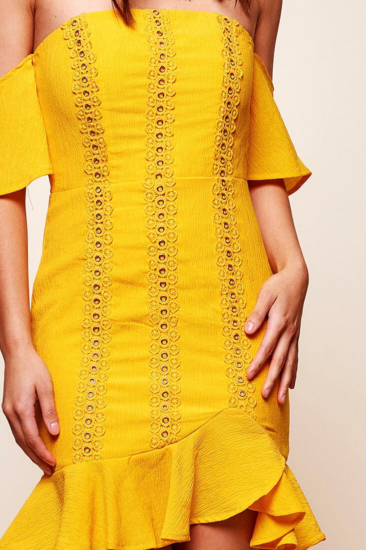 Natalia Off Shoulder Ruffle Trim Dress Mango by Selfie Leslie