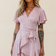 Cami Angel Sleeve Faux Wrap Dress Blush