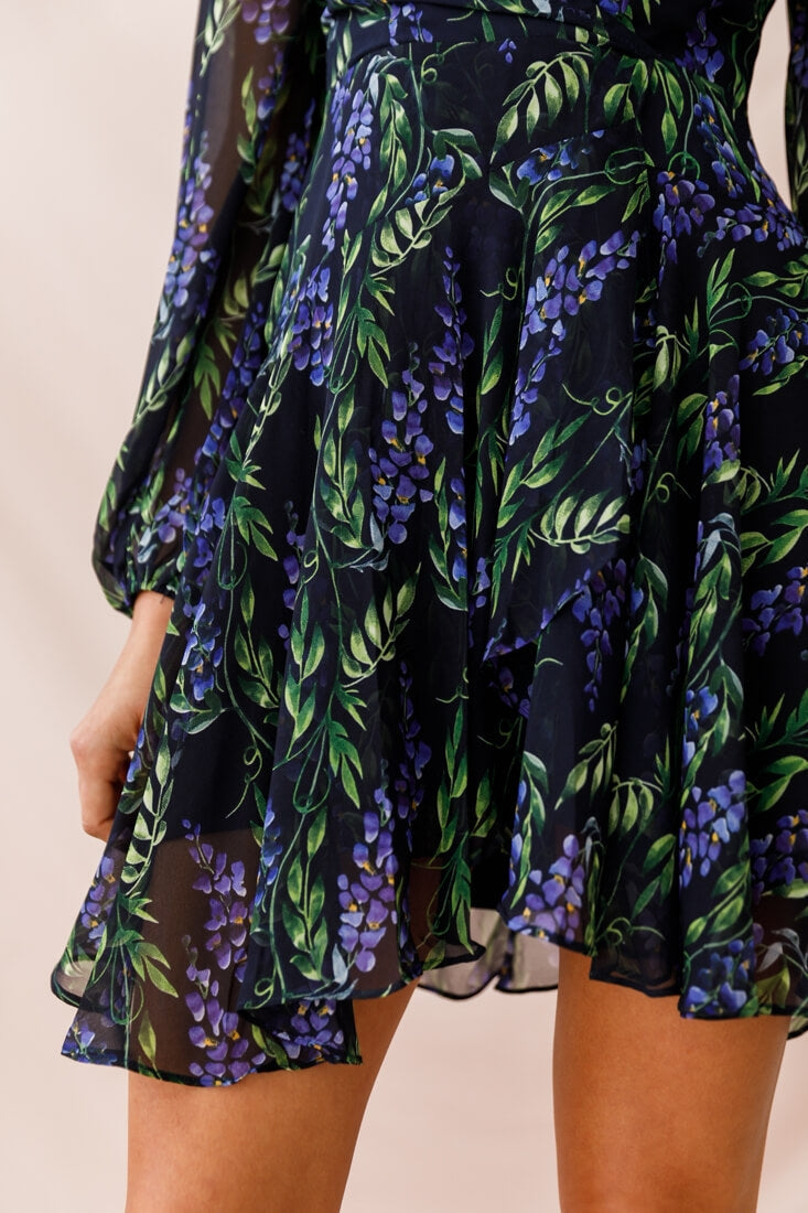 Wisteria Lane Long Sleeve Tea Dress Navy by Selfie Leslie
