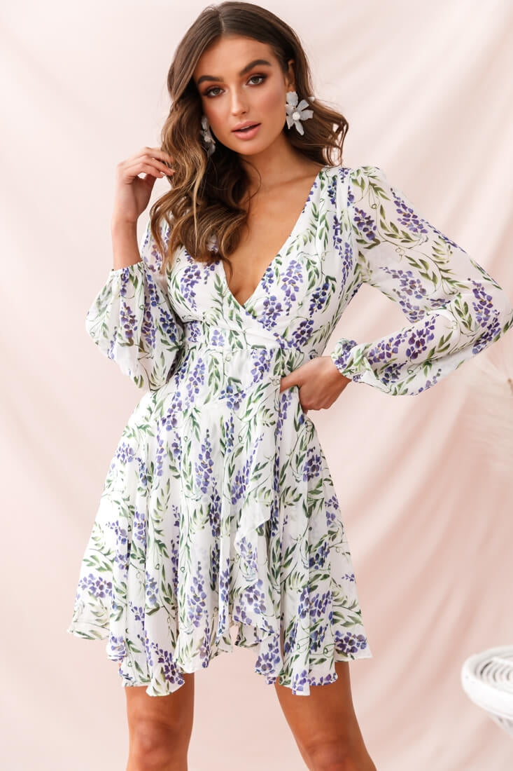 Wisteria Lane Long Sleeve Tea Dress White by Selfie Leslie