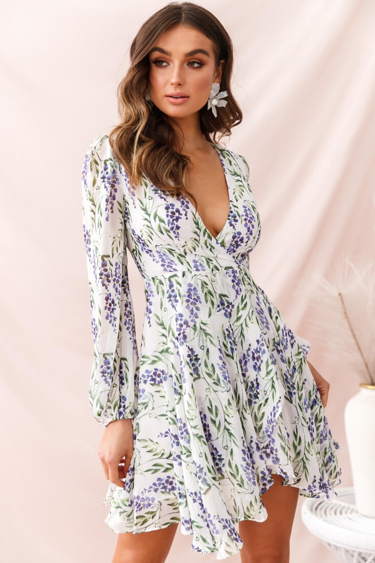 Wisteria Lane Long Sleeve Tea Dress White by Selfie Leslie