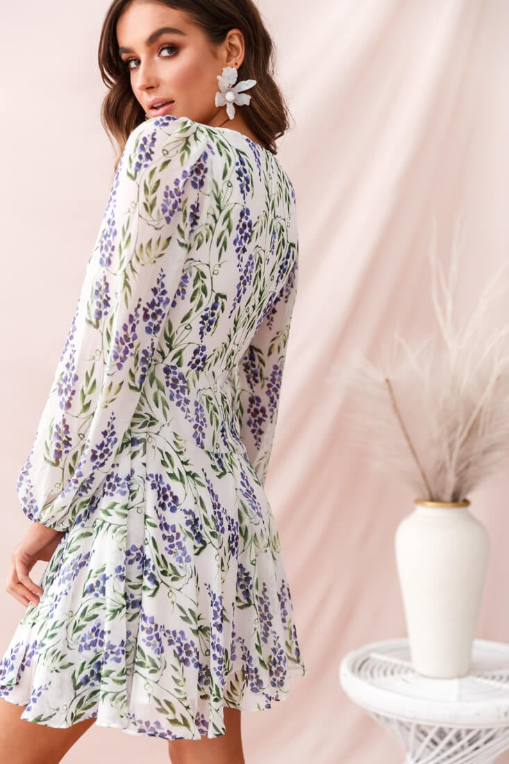 Wisteria Lane Long Sleeve Tea Dress White by Selfie Leslie