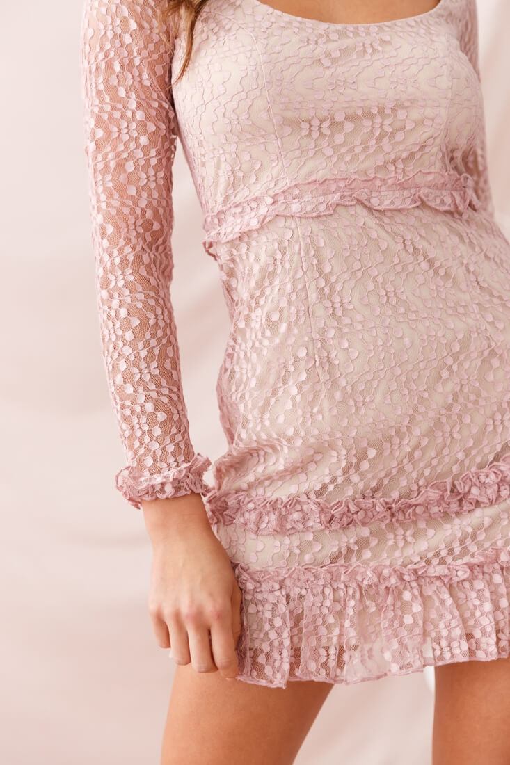 Birkin Long Sleeve Sheath Dress Mauve by Selfie Leslie