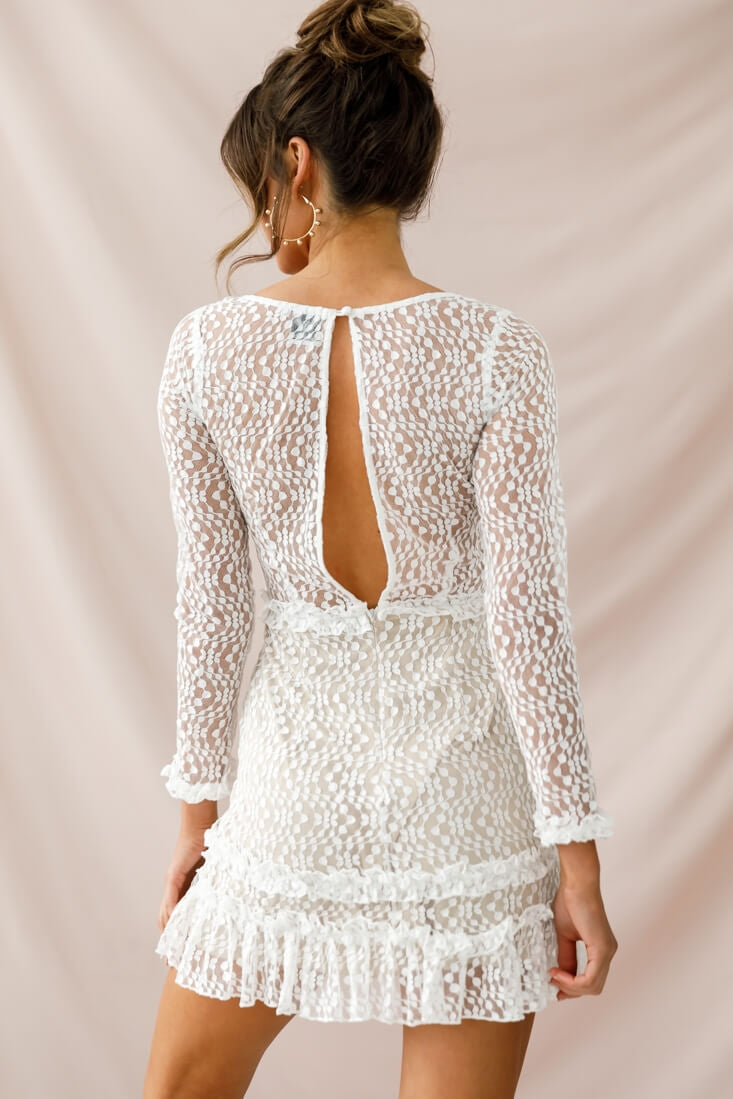 Birkin Long Sleeve Sheath Dress White by Selfie Leslie