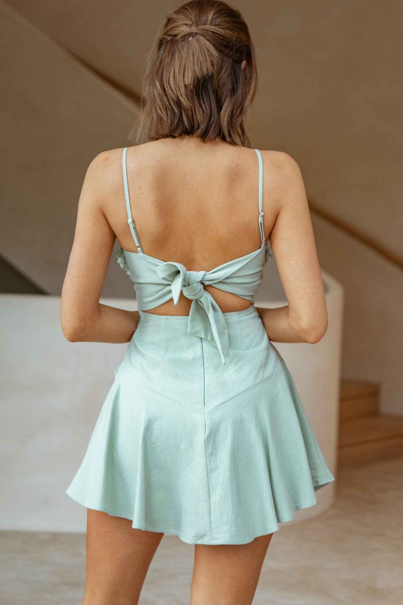 Janey Appliqué A-Line Dress Pistachio by Selfie Leslie