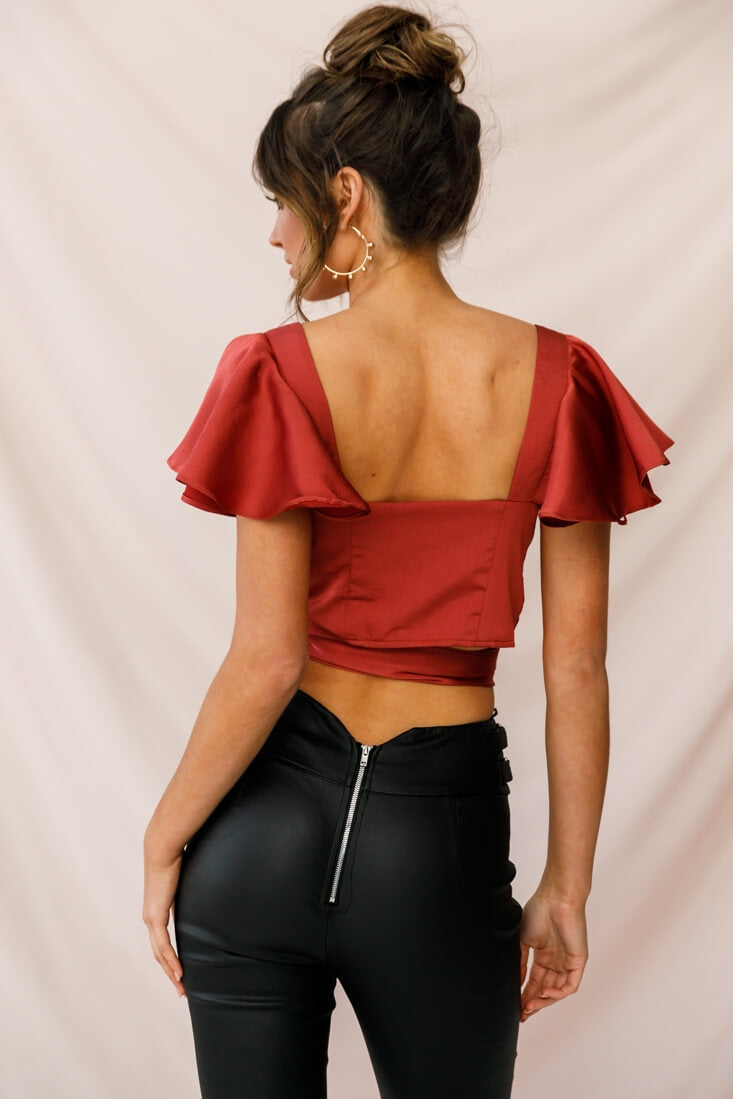 Marquise Wrap Crop Top Rosewood by Selfie Leslie