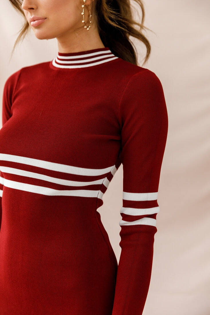 Varsity Long Sleeve Mini Dress Rose by Selfie Leslie