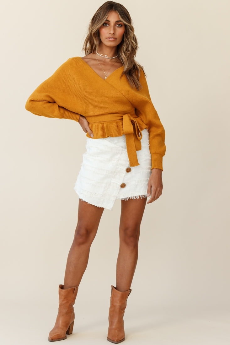 Amara Long Sleeve Knit Top Mustard by Selfie Leslie