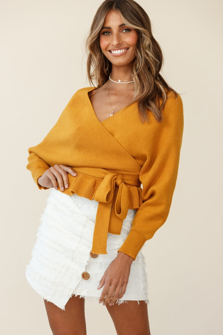 Venetian Faux Placket Frayed Wrap Mini Skirt White by Selfie Leslie