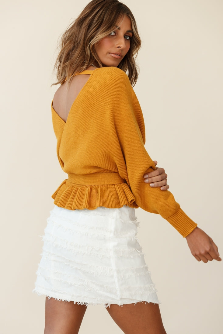 Venetian Faux Placket Frayed Wrap Mini Skirt White by Selfie Leslie