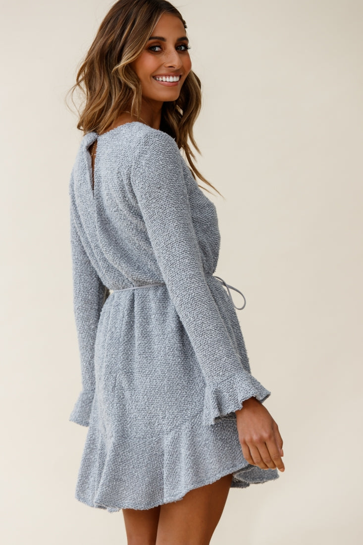 Montville Long Sleeve Knit Dress Grey by Selfie Leslie