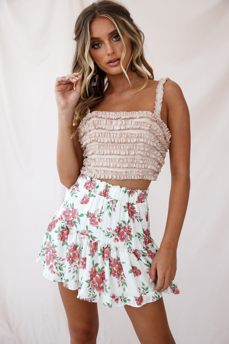 Lolita Frill Embellished Crop Top Nude by Selfie Leslie