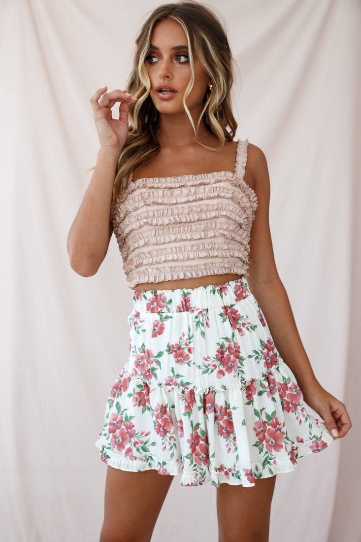 Lolita Frill Embellished Crop Top Nude by Selfie Leslie