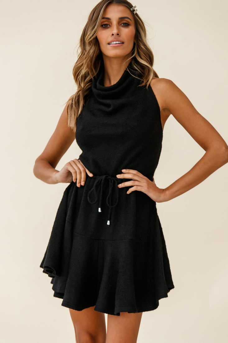 Cosette Cowl Halterneck Knit Dress Black by Selfie Leslie