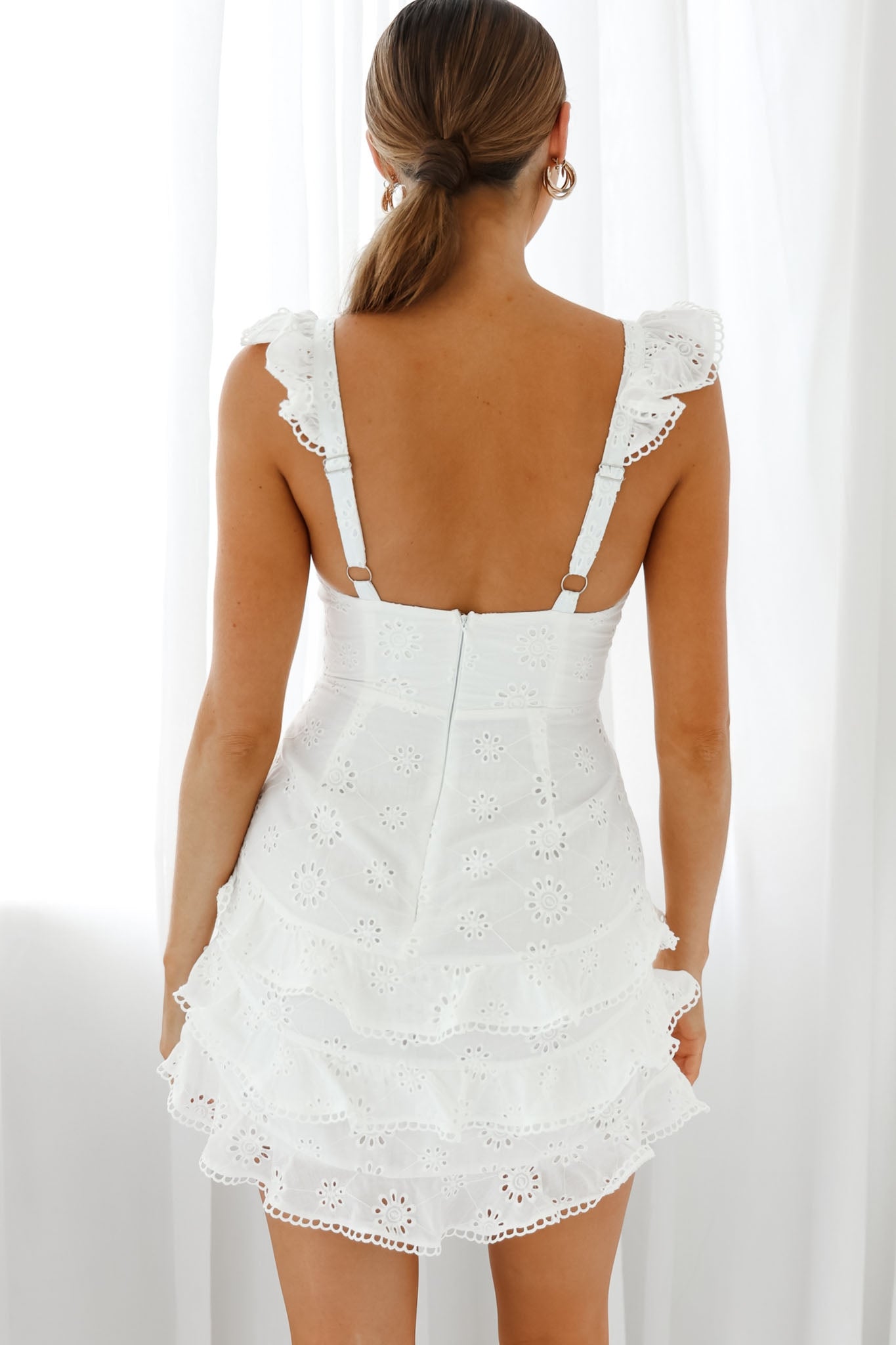 Reno Ruffle Strap Sweetheart Neckline Dress White by Selfie Leslie