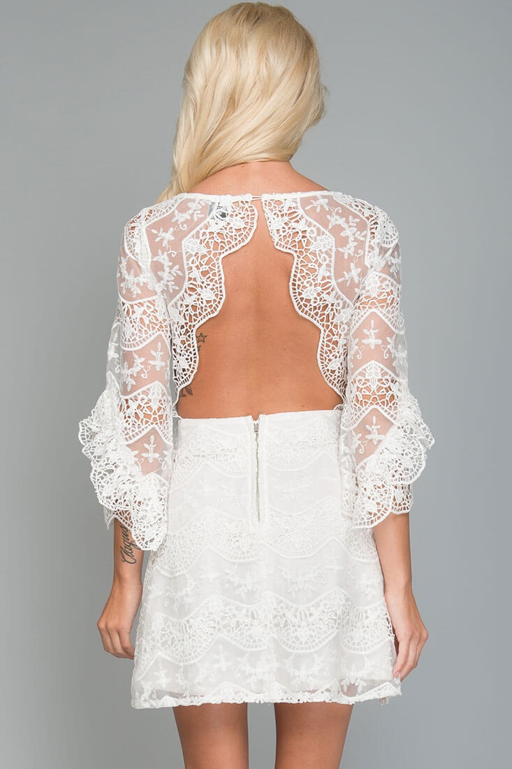 Elena Embroidered Going Out Dress White by Selfie Leslie