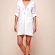 Katie Lace-Up Front Casual Dress White