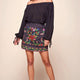 Nina San Lucas Floral Embroidered Mini Skirt Black
