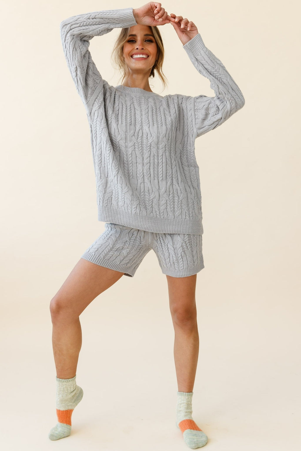 Colorado Cable Knit Shorts Grey by Selfie Leslie