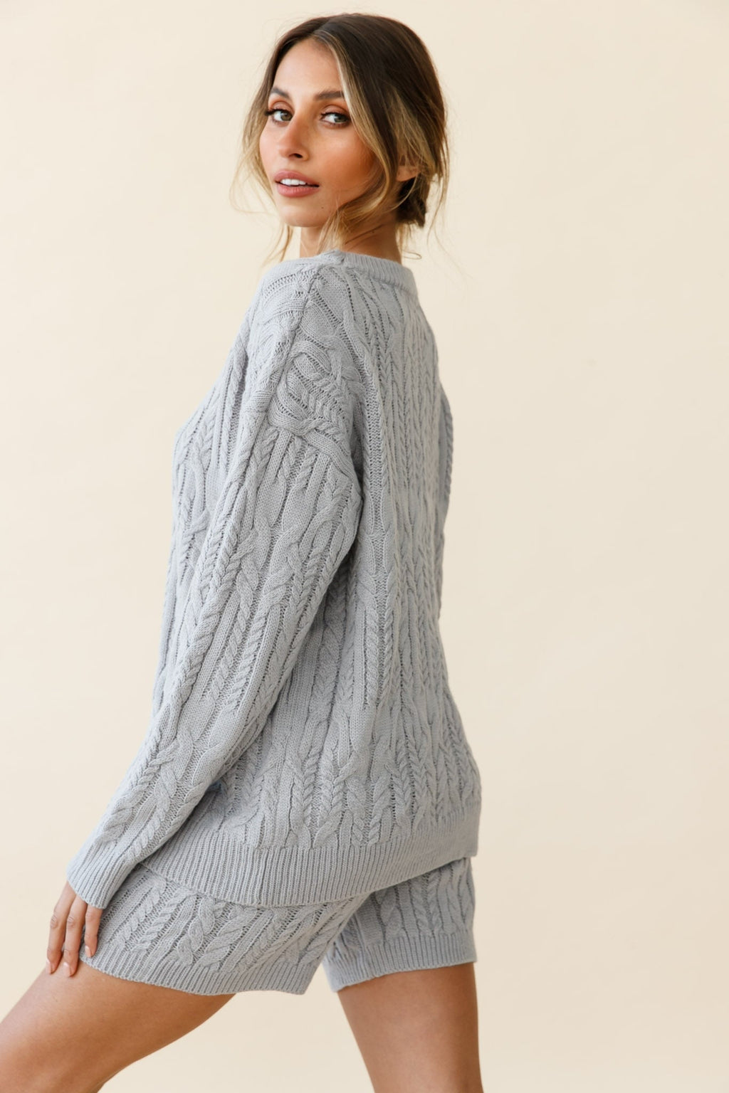 Colorado Cable Knit Shorts Grey by Selfie Leslie