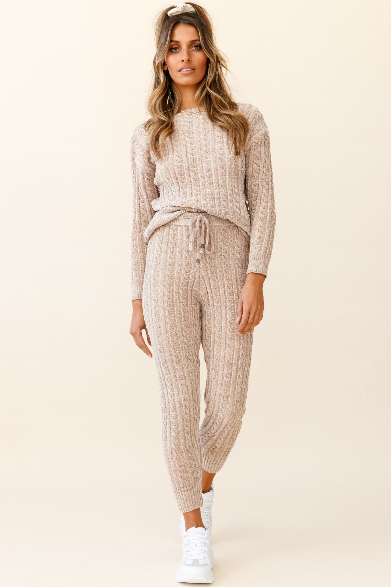 Kansas Long Sleeve Cable Knit Sweater Brown by Selfie Leslie