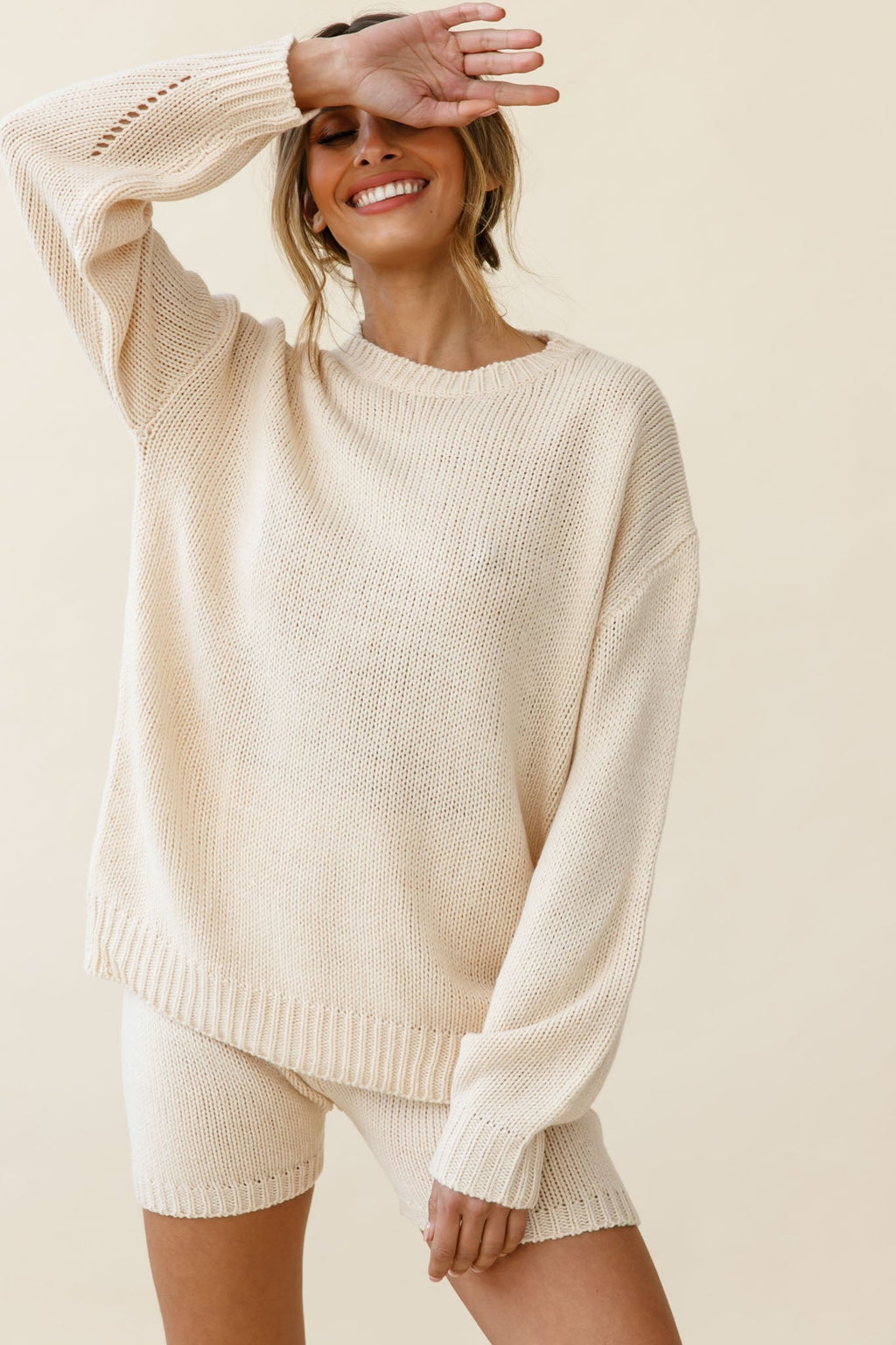 Denver Knit Lounge Shorts Cream by Selfie Leslie