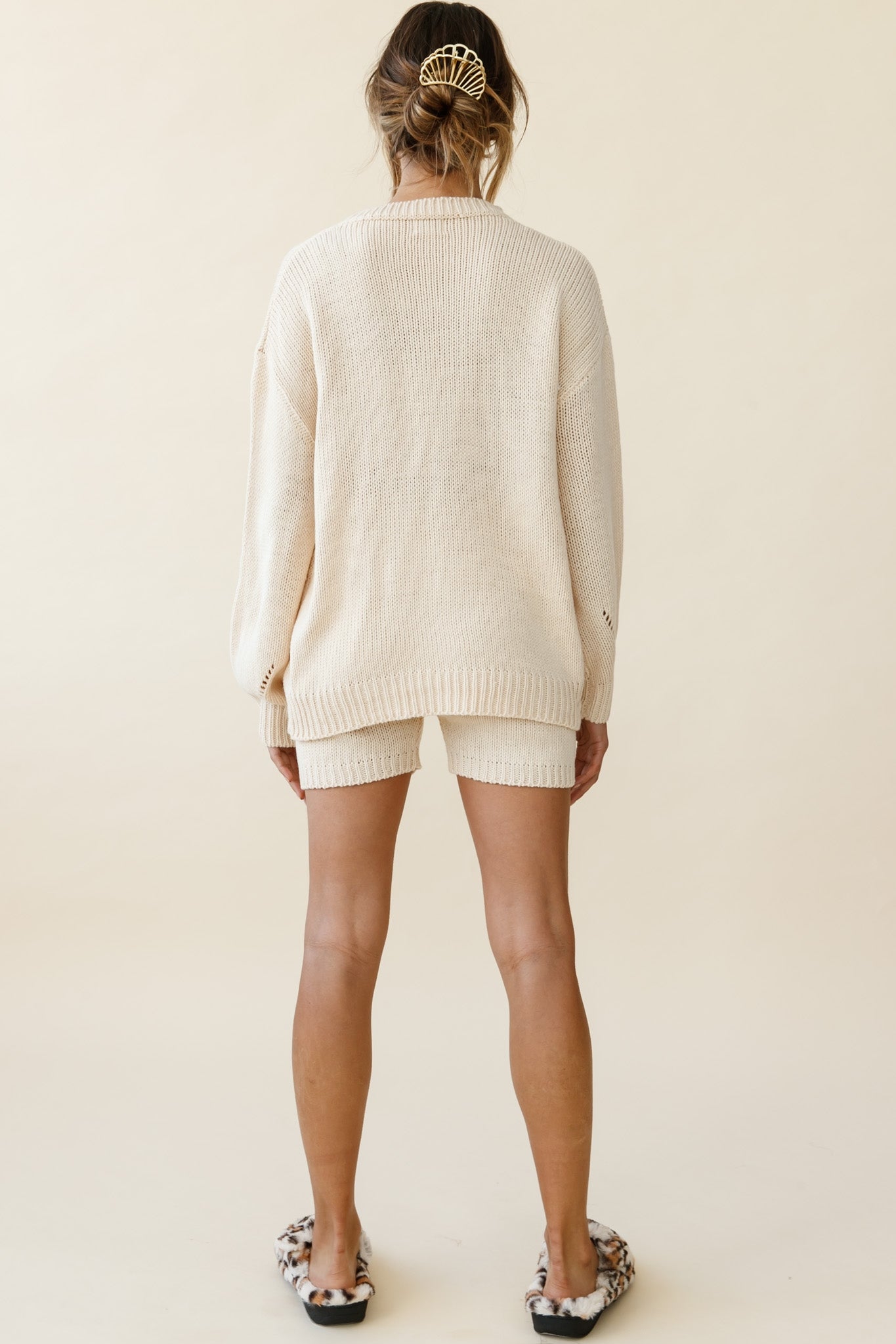 Denver Knit Lounge Shorts Cream by Selfie Leslie